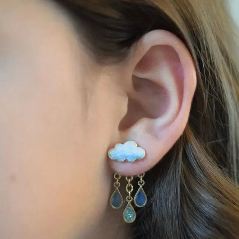New! Rainy Cloud Drop Oil Jewelry Tassel Earrings